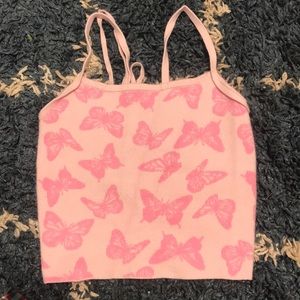 PacSun womens pink butterfly tank top